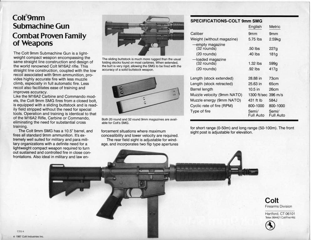 Colt 9mm Submachine Gun R0635 aka Colt 9mm SMG.